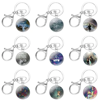 Dizajn dekor Cartoon Keychains Ručne vyrábané Sklo Cabochon Zliatiny Tlačidlo Prstene, Prívesky, Ozdoby POP British Rock Bnads Coldplay Plagát