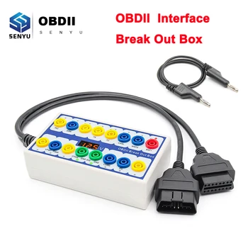OBDII Protokol Break Out Box Komunikácie detekcie Tester OBD 2 na 16pin OBD2 rozhranie Napätie Test