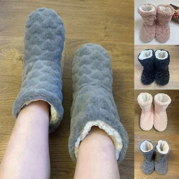 Zimné Ženy, Papuče, Topánky Zimné Pár Poschodí Ponožky Pre Dospelých Non-Slip Zahusťovanie Velvet Krytý Tanec High-Tube Papuče